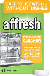 Affresh Dishwasher Cleaner, Helps Power Away Odor Causing Residues & Grime Inside Pump, Tub & Hoses, 12 Tablets, 12 Month Supply