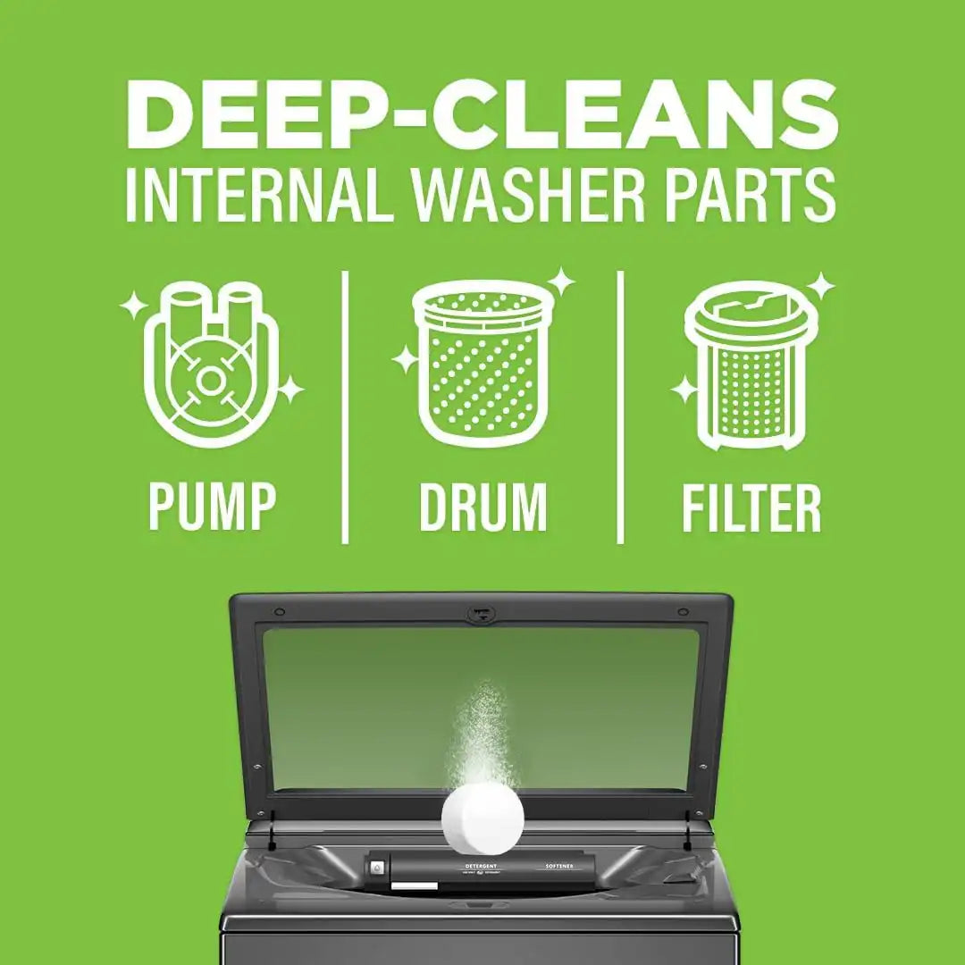 Affresh Washing Machine Cleaner, Helps Power Away Odor Causing Bacteria & Grime Deep Inside Pump, Valve & Hoses, 12 Time Release Tablets, 1 Year Supply