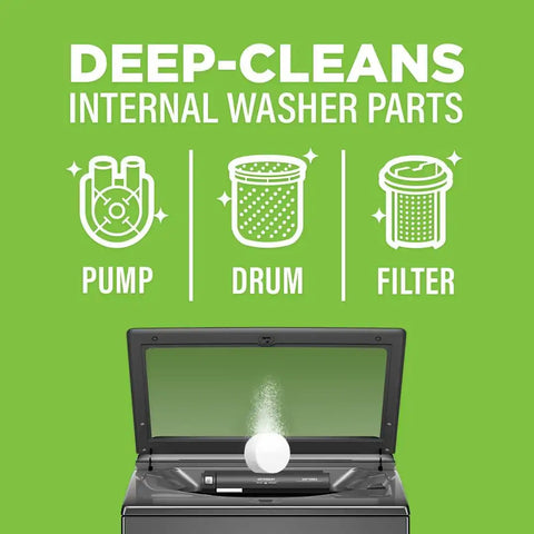 Affresh Washing Machine Cleaner, Helps Power Away Odor Causing Bacteria & Grime Deep Inside Pump, Valve & Hoses, 6 Time Release Tablets, 6 Month Supply